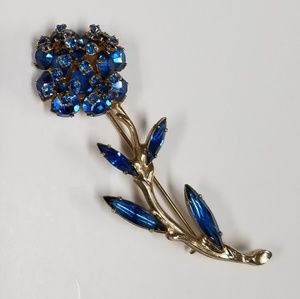 Vintage royal blue flower brooch